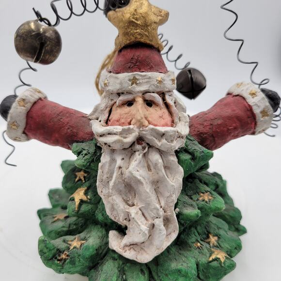 Vintage Santa Tree Christmas Ornament Santa Resin Table Top Holiday Decoration - Picture 6 of 10
